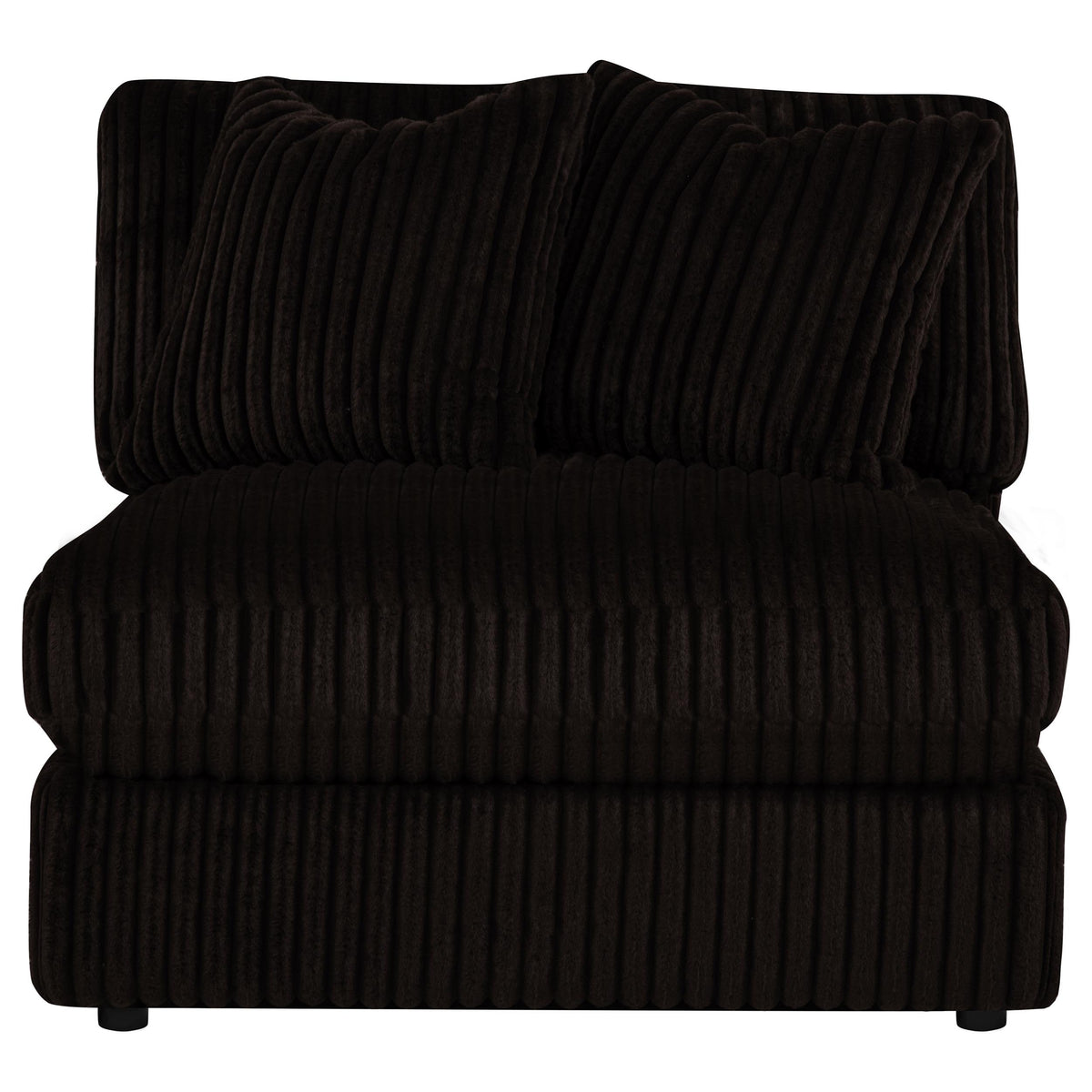 Blaine Corduroy Armless Chair with Reversible Cushions Chocolate Brown