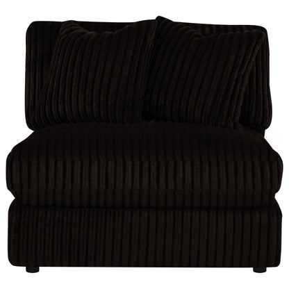 Blaine Corduroy Armless Chair with Reversible Cushions Chocolate Brown