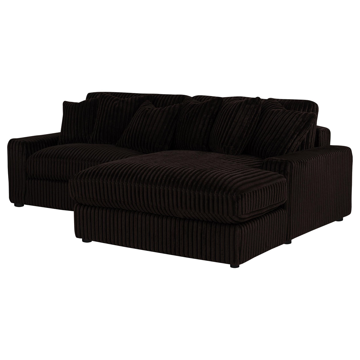 Blaine 2-Piece Corduroy Reversible Chaise Sectional Sofa Chocolate Brown
