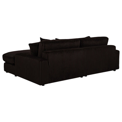 Blaine 2-Piece Corduroy Reversible Chaise Sectional Sofa Chocolate Brown