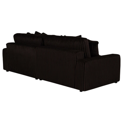 Blaine 2-Piece Corduroy Reversible Chaise Sectional Sofa Chocolate Brown