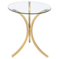 Eloise Round Glass Top Curved Metal Side Table Gold