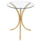 Eloise Round Glass Top Curved Metal Side Table Gold