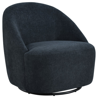 Leon Chenille Upholstered Swivel Accent Chair Black
