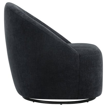 Leon Chenille Upholstered Swivel Accent Chair Black