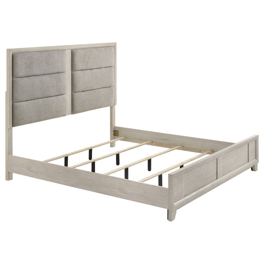 Farre Eastern King Upholstered Panel Bed Washed Grey