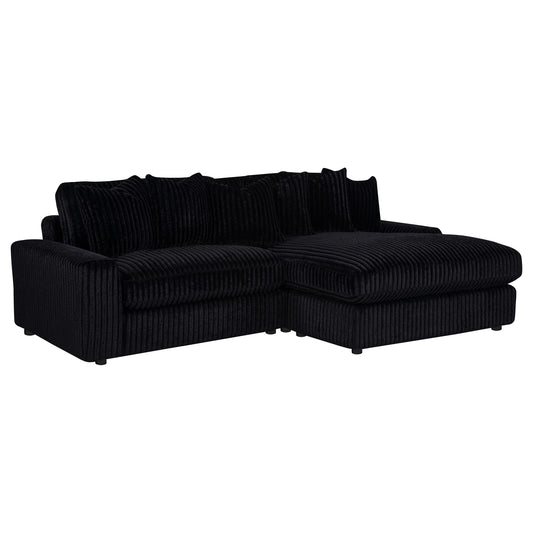 Blaine 2-Piece Corduroy Reversible Chaise Sectional Sofa Black