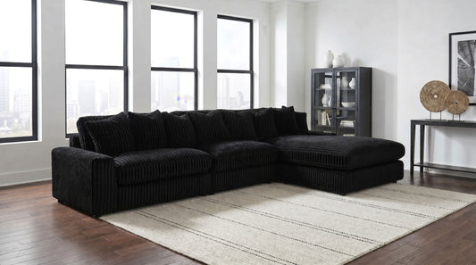 Blaine 3-Piece Corduroy Reversible Chaise Sectional Sofa Black