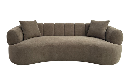 Casarin Fabric Channel-Back Sofa Brown