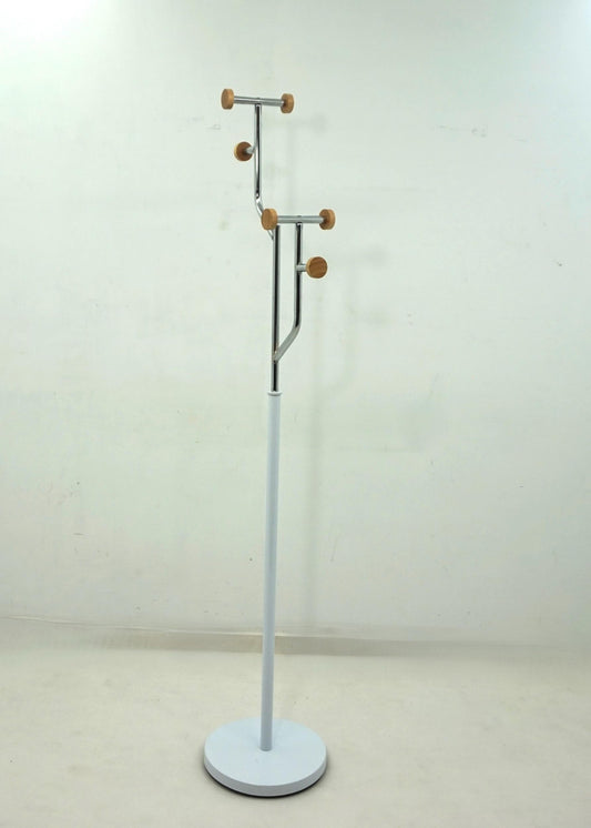 Leblanc Freestanding Metal Coat Rack with Tiered Hooks in White (Set of 2)