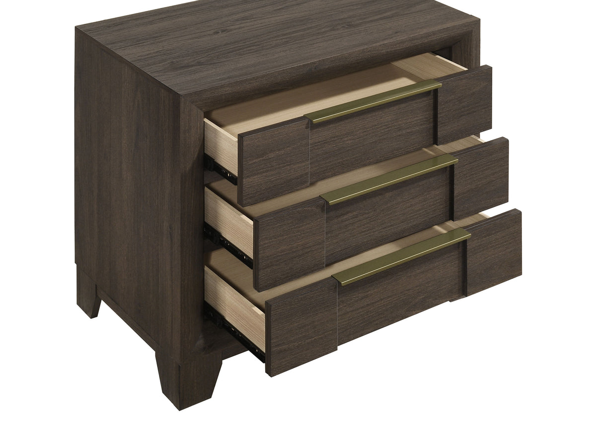 Farre 3-drawer Nightstand Bedside Table Dark Brown