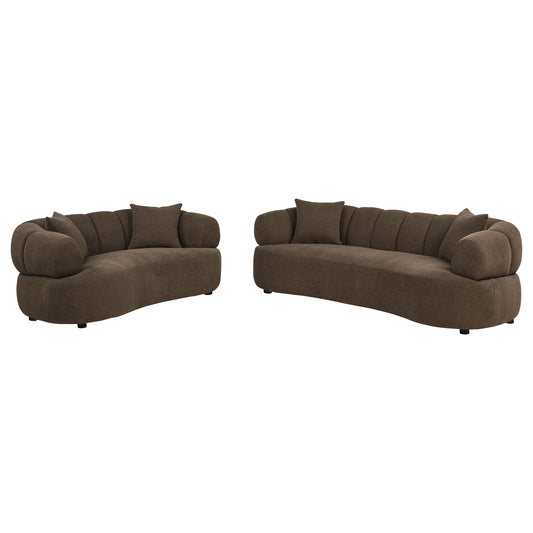 Casarin Fabric 2-Piece Channel-Back Sofa Set Brown