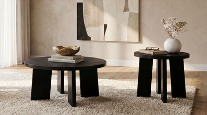 Strouse Contemporary Round Coffee Table in Black
