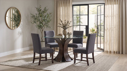 Naser 5-piece 48-inch Round Dining Table Set Grey and Dark Walnut