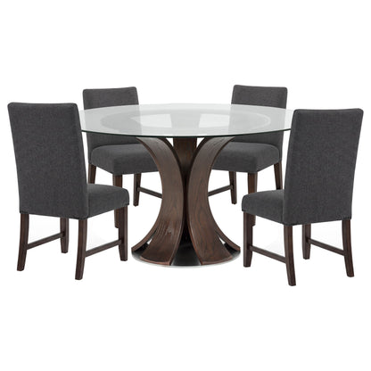 Naser 5-piece 48-inch Round Dining Table Set Grey and Dark Walnut