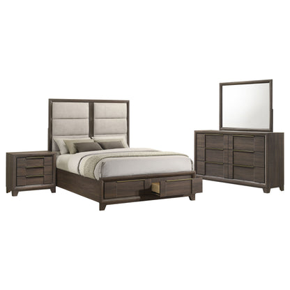 Farre 4-piece Eastern King Storage Bedroom Set Dark Brown / Beige