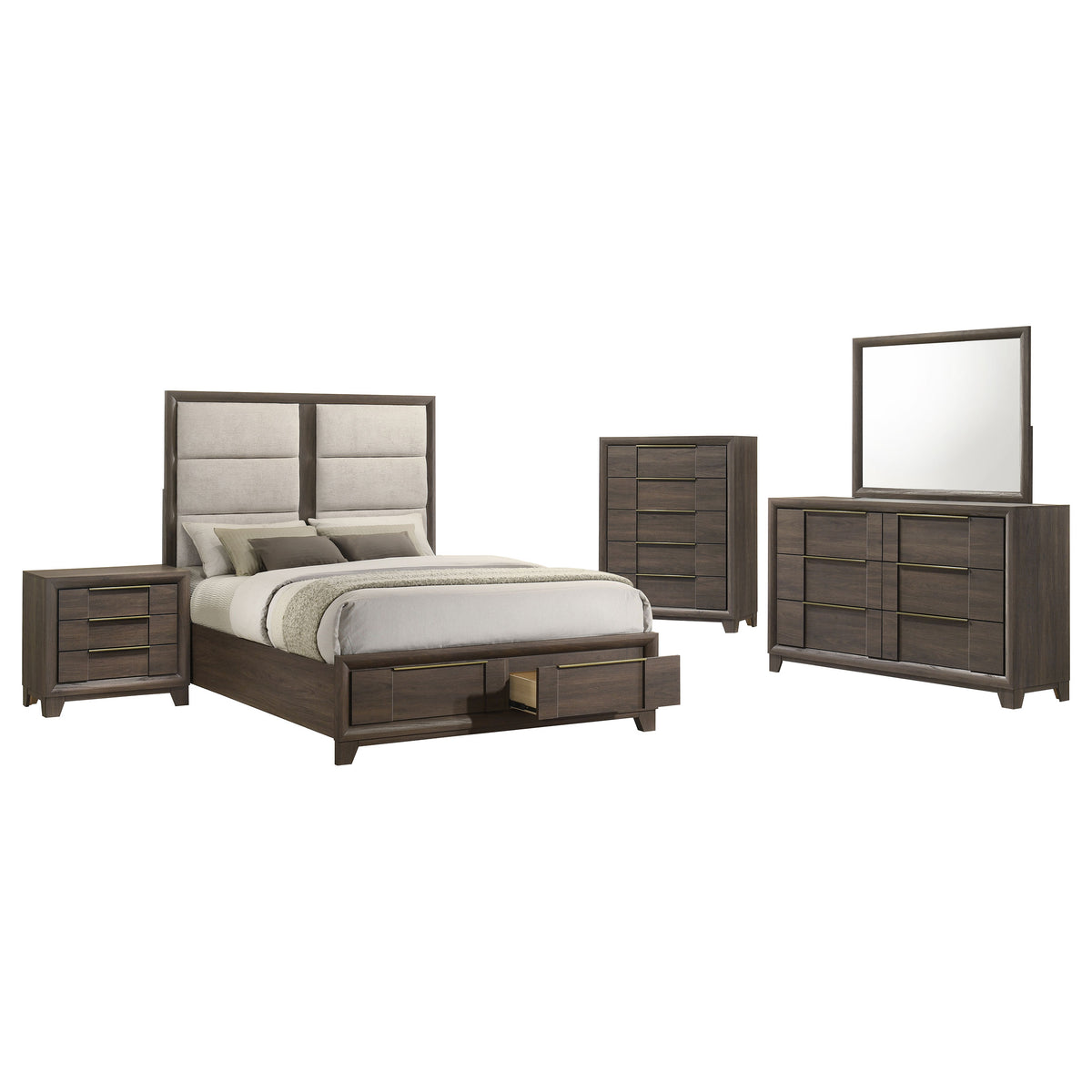Farre 5-piece Eastern King Storage Bedroom Set Dark Brown