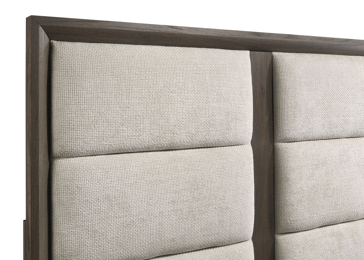 Farre Queen Upholstered Storage Platform Bed Dark Brown