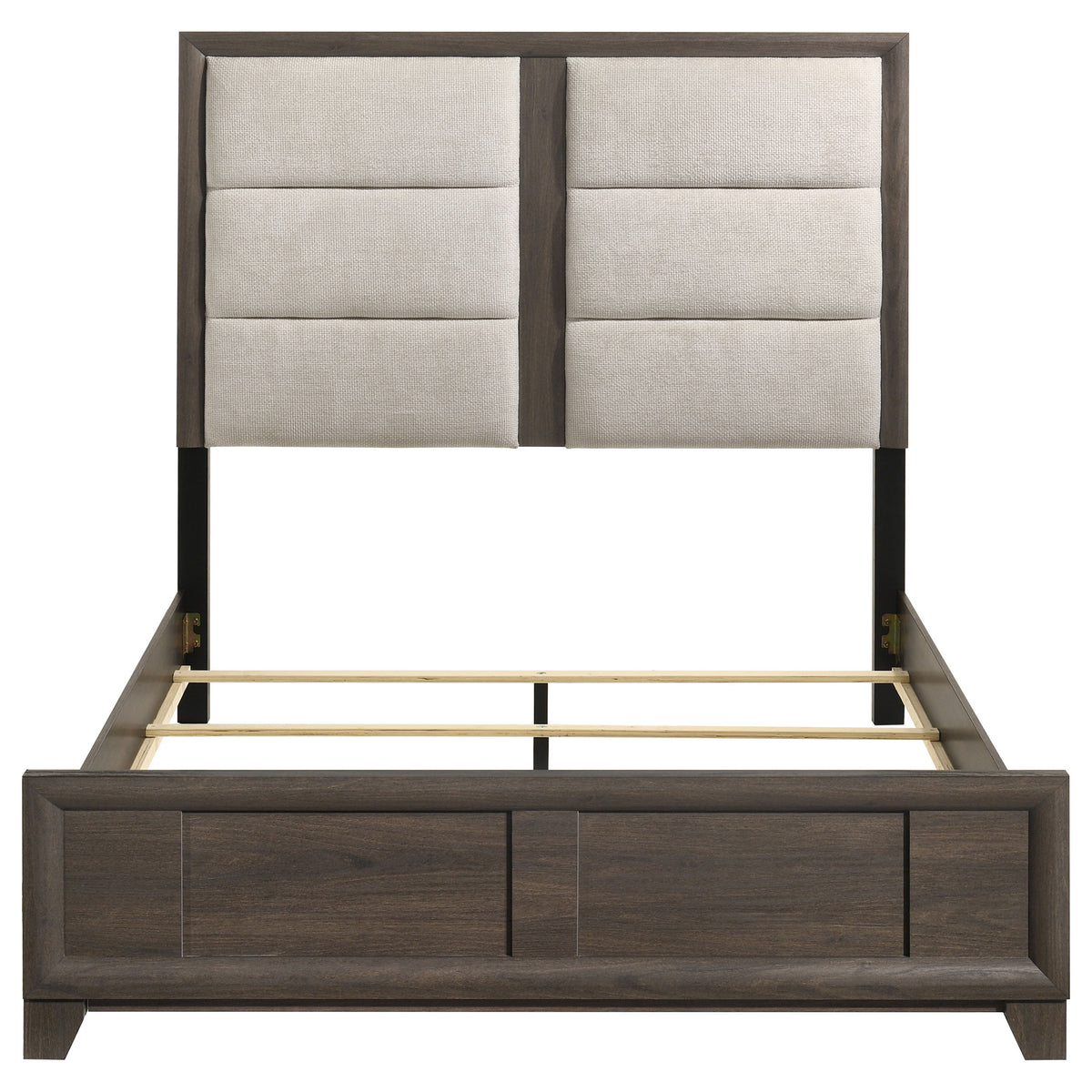 Farre Eastern King Upholstered Panel Bed Dark Brown