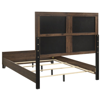 Farre Eastern King Upholstered Panel Bed Dark Brown