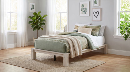Gislen Twin Easy Assembly Wood Platform Bed White