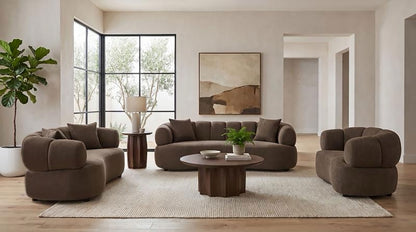 Casarin Fabric Channel-Back Loveseat Brown