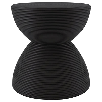 Macedo 2-Piece Transitional Round Rattan Coffee and End Table Set Black
