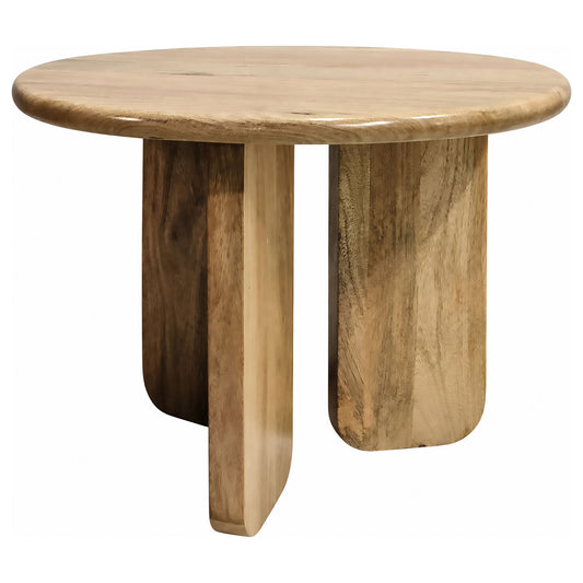 Dale Sculptural Round Solid Mango Wood End Table Natural Mango