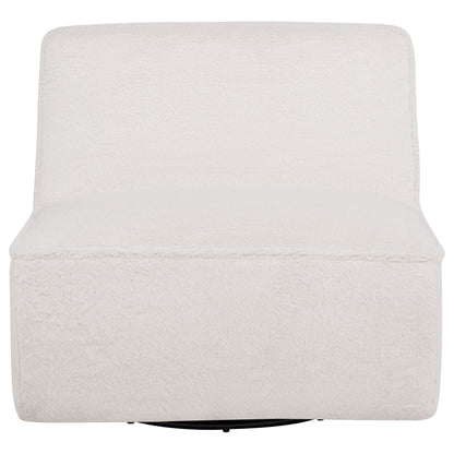 Badoer Faux Fur Swivel Accent Chair Ecru