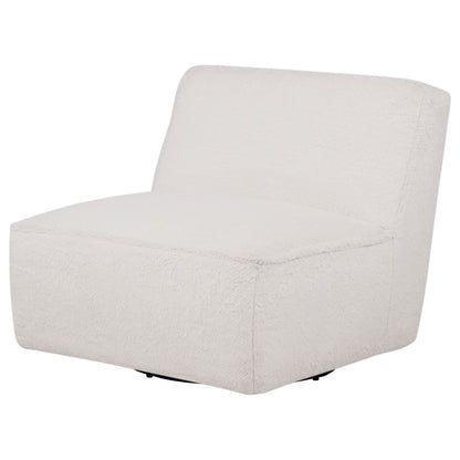 Badoer Faux Fur Swivel Accent Chair Ecru
