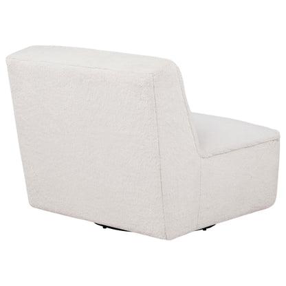 Badoer Faux Fur Swivel Accent Chair Ecru