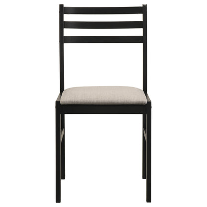 Sykes Fabric Upholstered Ladder Back Side Chair Black and Beige (Set of 2)