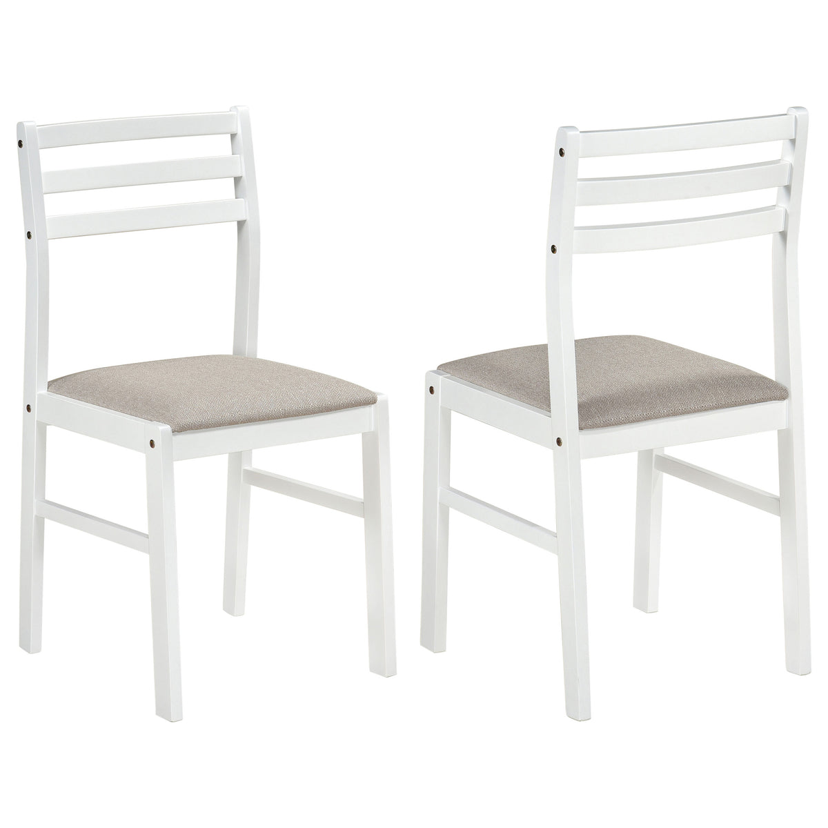 Sykes Fabric Upholstered Ladder Back Side Chair White and Beige (Set of 2)