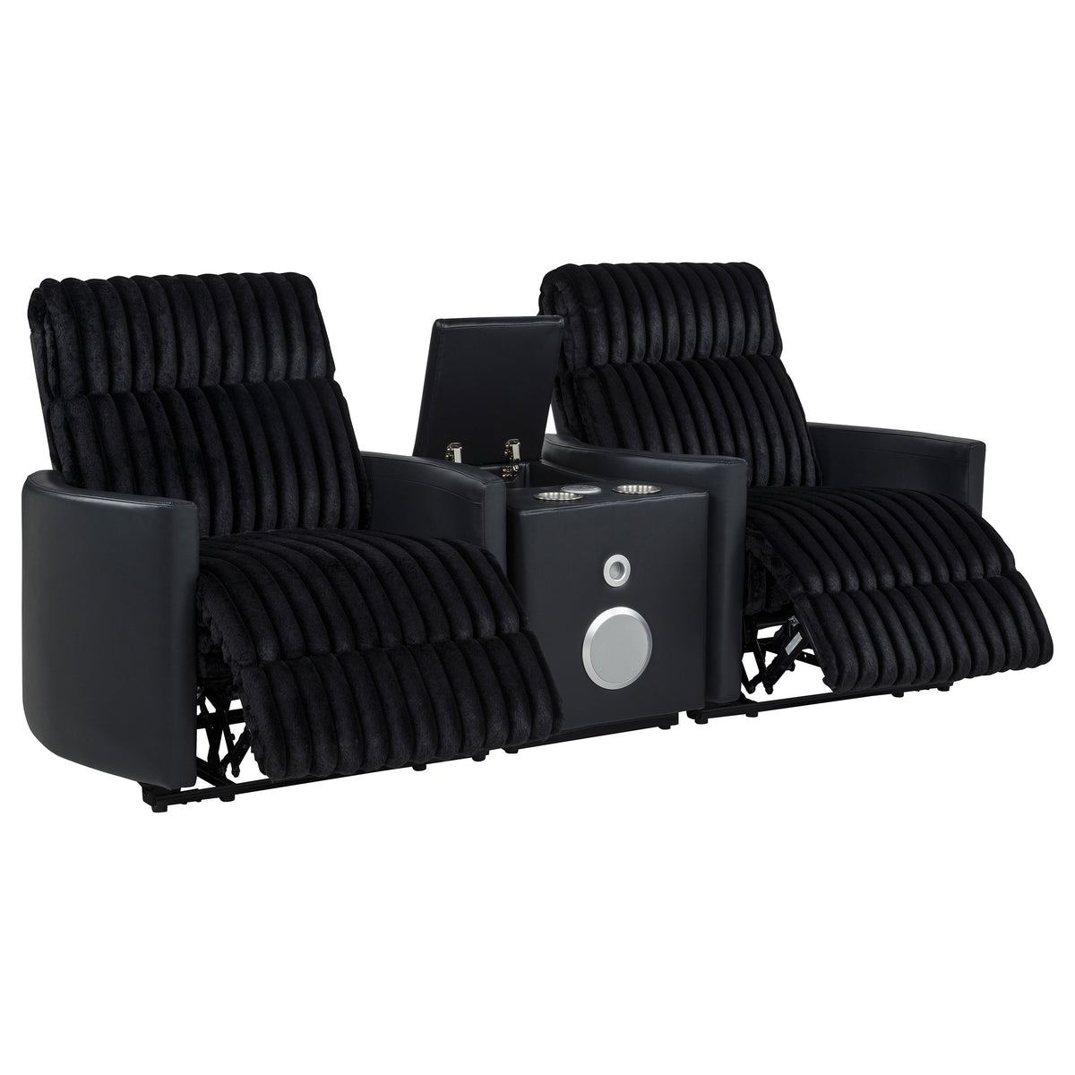 Madden 3-piece Corduroy Upholstered Manual Theater Seating Black