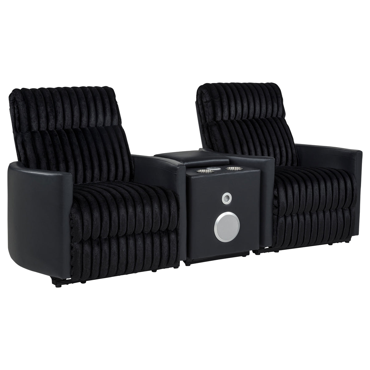 Madden 3-piece Corduroy Upholstered Manual Theater Seating Black