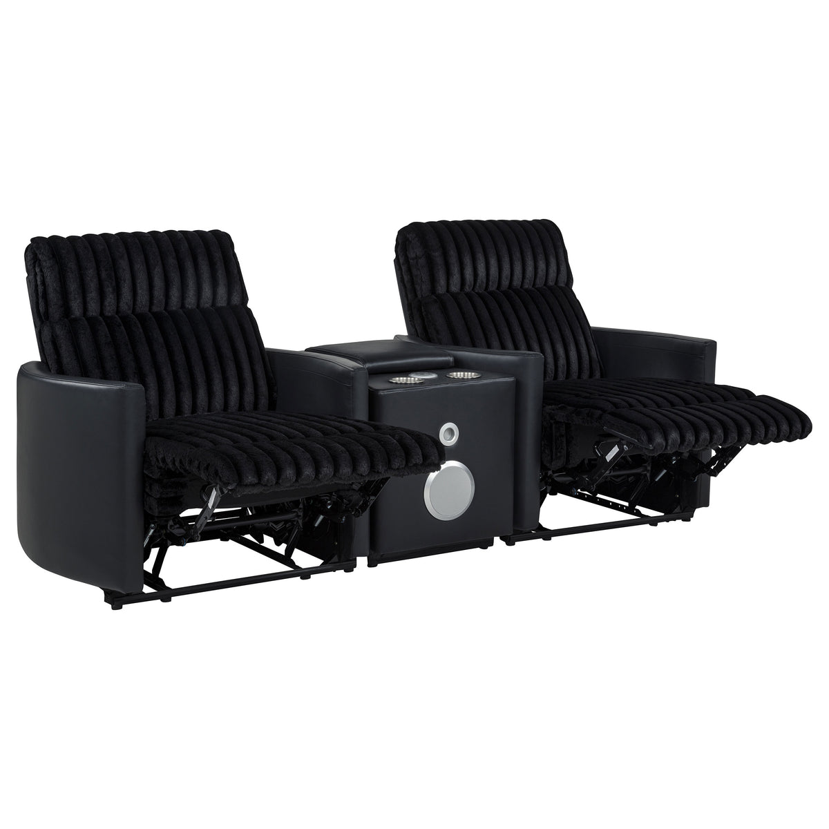 Madden 3-piece Corduroy Upholstered Manual Theater Seating Black