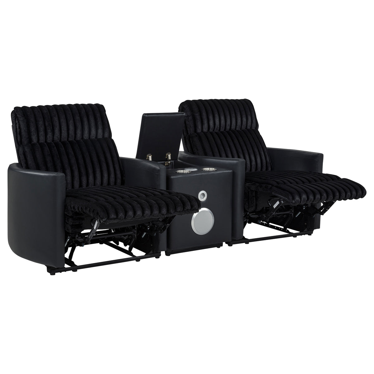 Madden 3-piece Corduroy Upholstered Manual Theater Seating Black