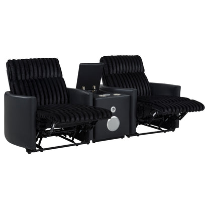 Madden 3-piece Corduroy Upholstered Manual Theater Seating Black