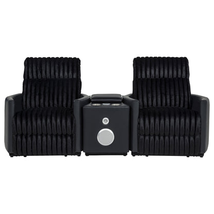 Madden 3-piece Corduroy Upholstered Manual Theater Seating Black