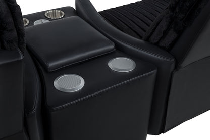 Madden 3-piece Corduroy Upholstered Manual Theater Seating Black