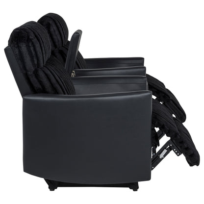 Madden 3-piece Corduroy Upholstered Manual Theater Seating Black