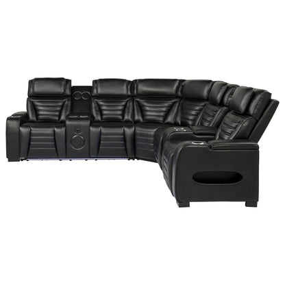 Zuma 3-Piece Dual Power Faux Leather Reclining Sectional Sofa Black