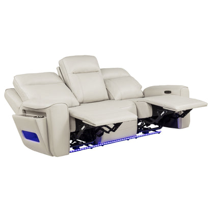 Rojas Dual Power Reclining Sofa with Drop-Down Console Greige