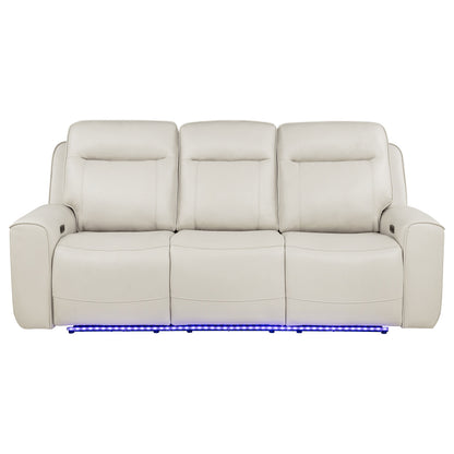 Rojas Dual Power Reclining Sofa with Drop-Down Console Greige