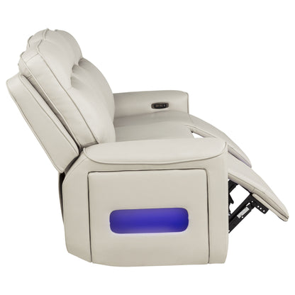 Rojas Dual Power Reclining Sofa with Drop-Down Console Greige