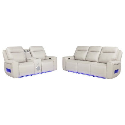 Rojas 2-Piece Dual Power Reclining Sofa Set with Drop-Down Console Greige
