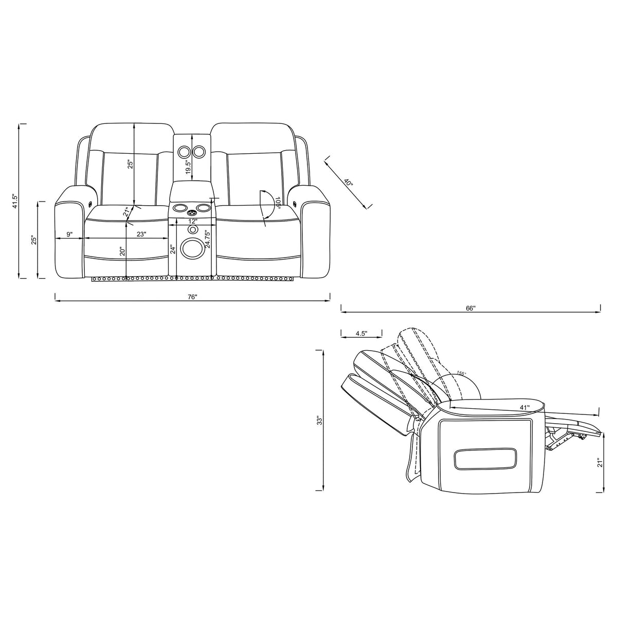 Rojas 2-Piece Dual Power Reclining Sofa Set with Drop-Down Console Greige