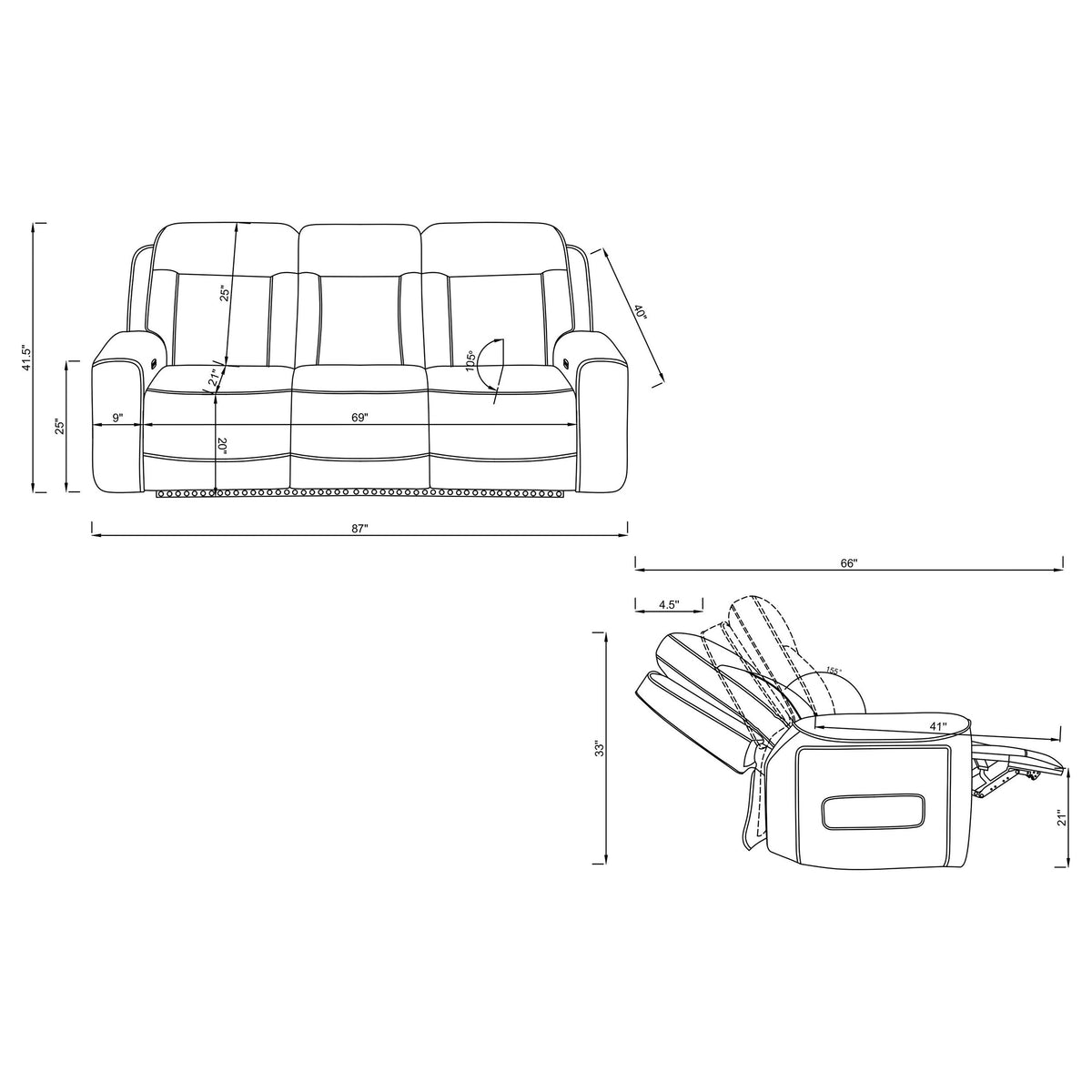 Rojas 2-Piece Dual Power Reclining Sofa Set with Drop-Down Console Greige
