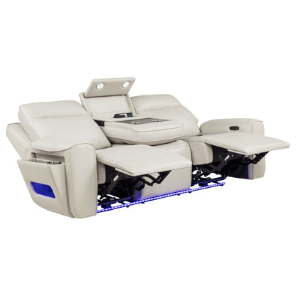 Rojas 3-Piece Dual Power Reclining Sofa Set with Drop-Down Console Greige