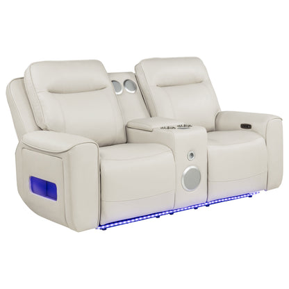 Rojas 3-Piece Dual Power Reclining Sofa Set with Drop-Down Console Greige